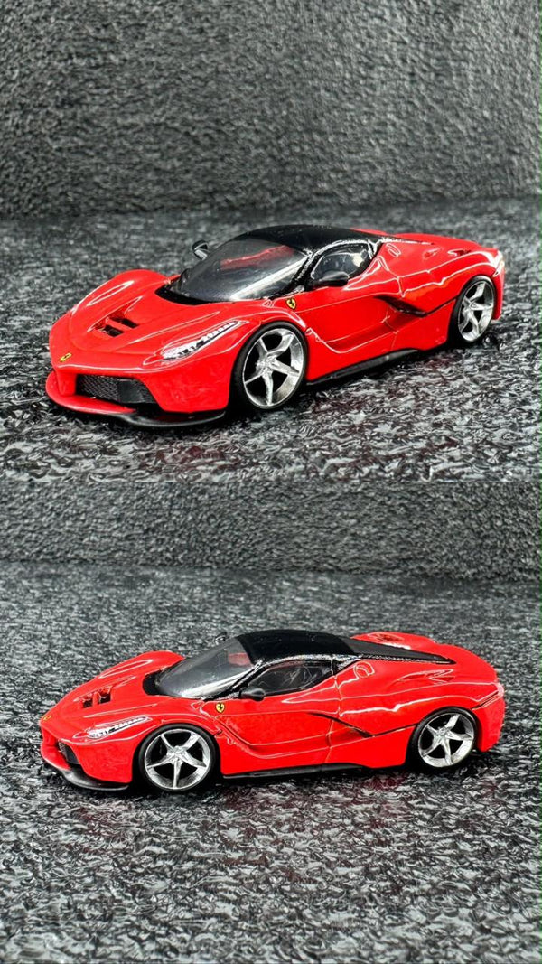 Rodas 1:64 Cromo Silver – 5 Raias Côncava (look Ferrari LaFerrari Vermelho)