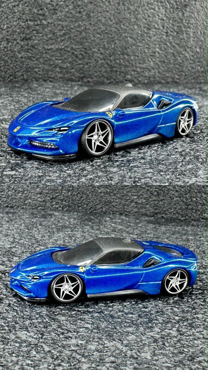 Rodas 1:64 Cromo Silver – Estrela 5 Pontas (look Ferrari SF90 Azul)