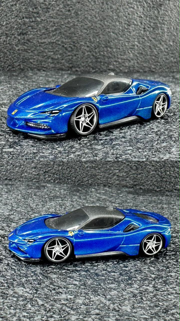 Rodas 1:64 Cromo Silver – Estrela 5 Pontas (look Ferrari SF90 Azul)
