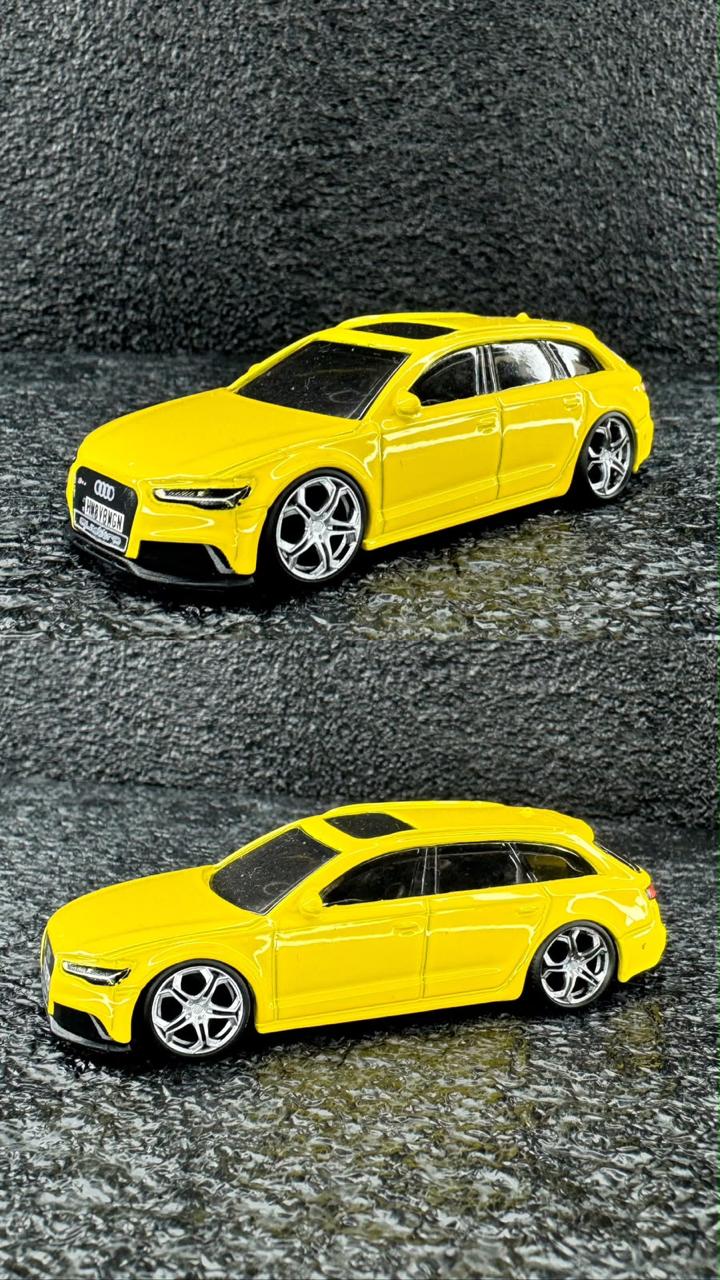 Rodas 1:64 Cromo Silver – 5 Raias Rotor (look Audi RS6 Amarelo)