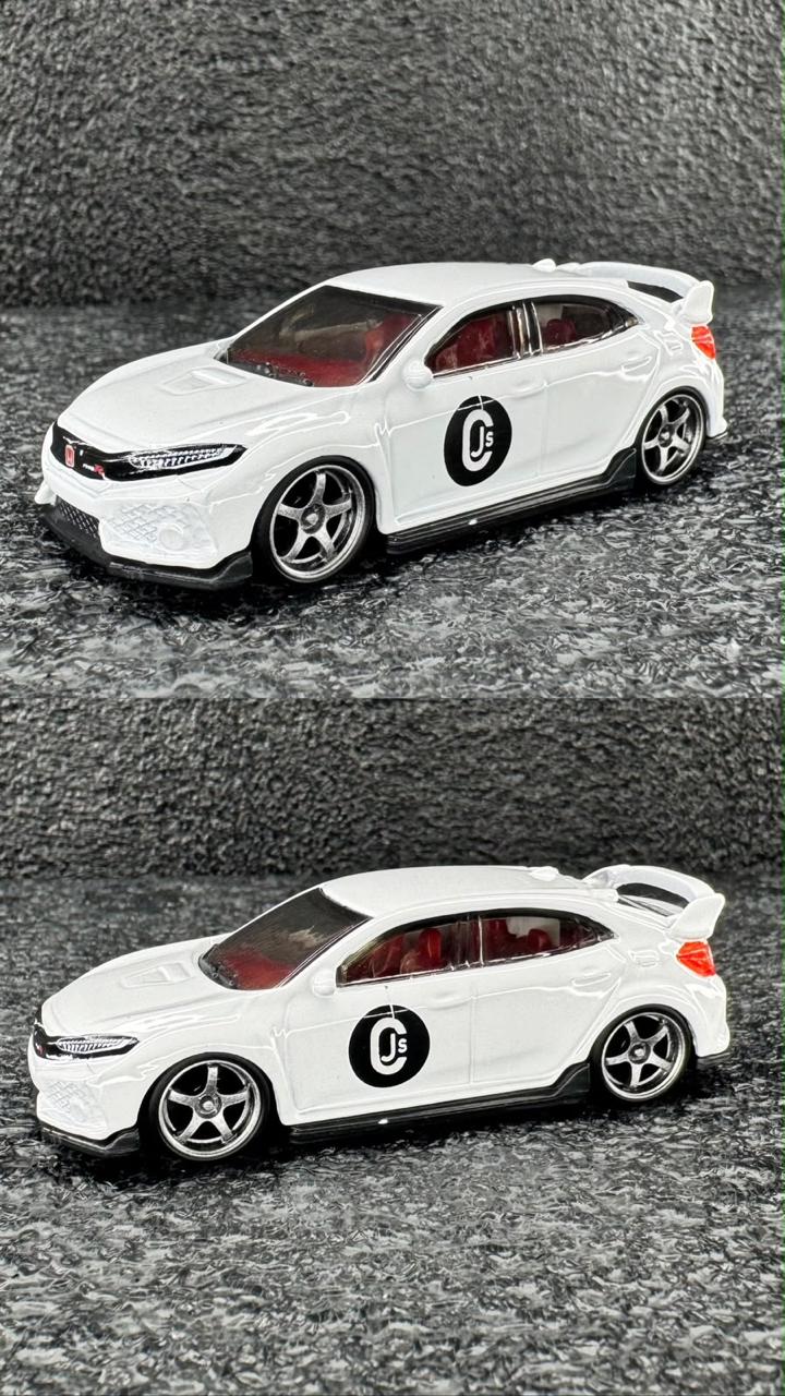 Rodas 1:64 Cromo Silver – 6 Raias TE37 (look Honda Civic Type R Branco)