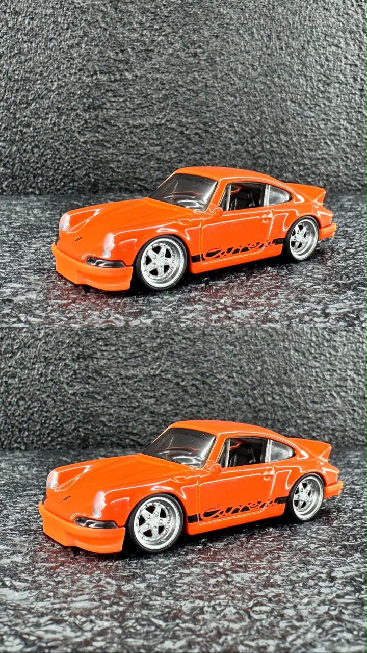 Rodas 1:64 Cromo Silver – Penta 5 Raias (look Porsche 911 Carrera Laranja)